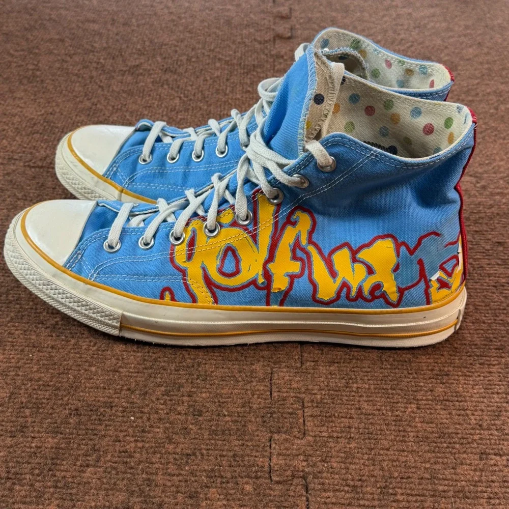 B- Converse Chuck 70 Hi Golf Wang By You Blue Yellow Red Mens 12 A04325C Sneaker